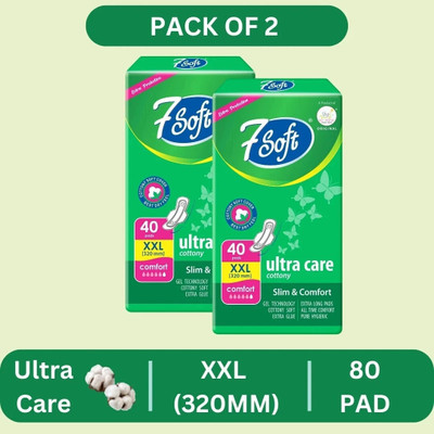 7 Soft Ultra Cottony Soft XXL Pack 2 Of 80 Sanitary Pad(Pack of 2)