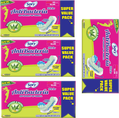 SOFY Antibacteria xl 48-48+48+48 pad pack of 4 Sanitary Pad(Pack of 192)