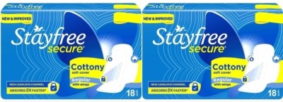 STAYFREE Secure Cottony soft cover Regular - 18+18 Pads Sanitary Pad(Pack of 2)