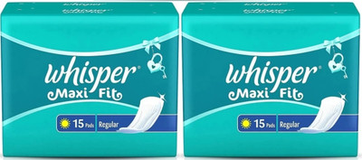 Whisper Maxi Fit Regular – 15+15 Pad Sanitary Pad (Pack of 2)