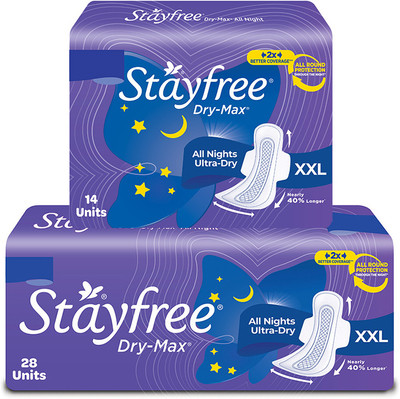 STAYFREE Dry-Max All Night Ultra-Dry A Sanitary Pad(Pack of 42)