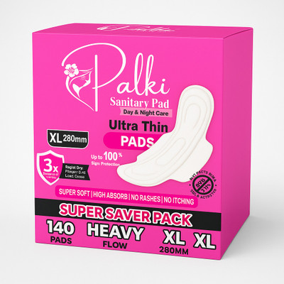 Palki Ultra Thin XL 12 Hour Protection Leak Proof Sanitary Pad Pack of 140 Sanitary Pad(Pack of 140)
