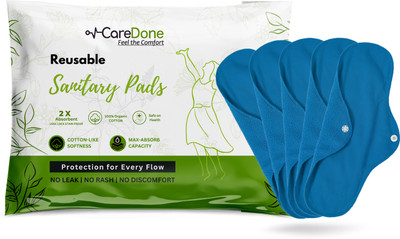 CareDone Multicolor Reusable Sanitary Pads: 2X Ultra-Absorbent, Soft, and Health-Safe Sanitary Pad(Pack of 5)