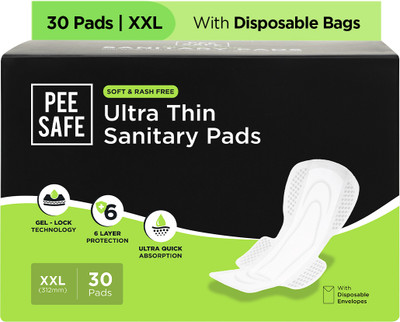 Pee Safe Ultra Thin Sanitary pad for Women XXL Cottony Soft Dual Wings Rash Free Periods Sanitary Pad(Pack of 30)