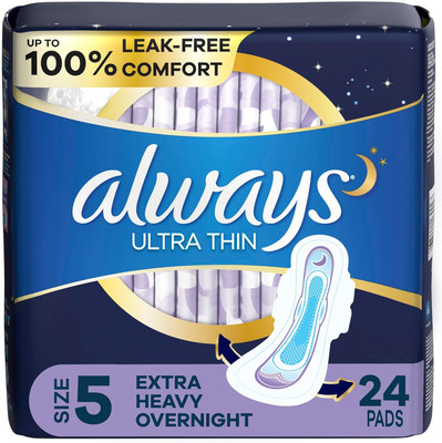 Always Ultra Thin Extra Heavy Overnight Pads, 24 Count Sanitary Pad