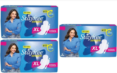 STAYFREE Secure Cottony Comfort Extra Large- XL-18+18+18 Sanitary Pad(Pack of 3)