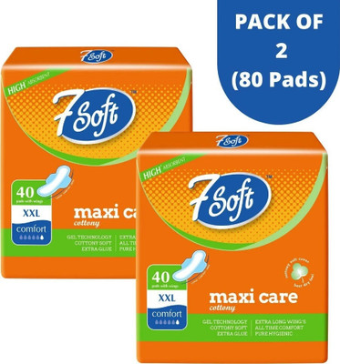 7 Soft Maxi Cottony Soft XXL Pack 2 Of 80 Sanitary Pad(Pack of 2)