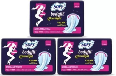 SOFY Bodyfit overnight xxxl 3 pads (pack of 3) Sanitary Pad(Pack of 3)