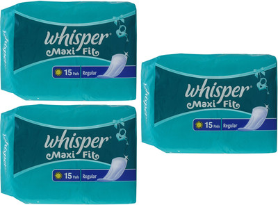 Whisper Maxi Fit Regular Wings, 15x3 Napkins Sanitary Pad(Pack of 3)