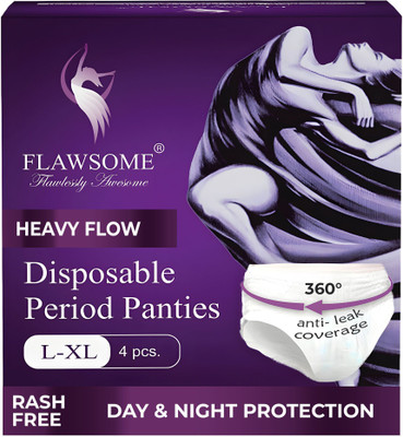 FLAWSOME Period Pants, 360� Protection, Leak-Proof, Comfortable, L, Sanitary Pad(Pack of 4)