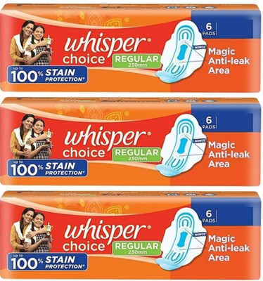Whisper choice Regular with Wings 230 mm - 6×3 Pcs Sanitary Pad(Pack of 18)