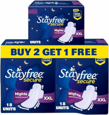 SOFY Stayfree secure XXL18+18+6 Sanitary Pad(Pack of 3)