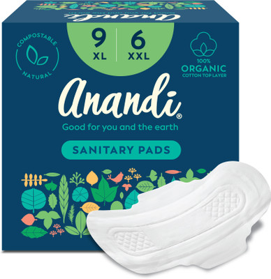 Anandi Organic Biodegradable pads with Disposal pouch COMBO Sanitary Pad(Pack of 15)