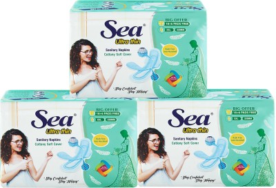 Sea Ultra Thin 72 XXL Anti Bacterial, Rashes Free Cottony Soft Sanitary Pads/A Sanitary Pad(Pack of 72)