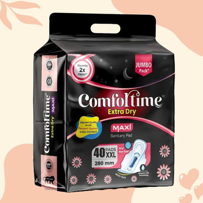 MISS N MOMS Comfortime XXL Maxi Pads – 40 Pcs, Fast Absorb, 280mm, Dry Feel Sanitary Pad(Pack of 40)