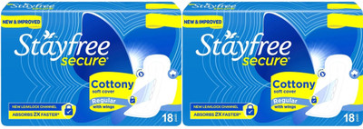 STAYFREE Secure Cottony Soft Regular Sanitary Pad With Wings-18+18 Sanitary Pad(Pack of 36)
