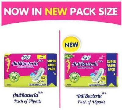 SOFY Anti Bacteria XL Wings Sanitary Pad(Pack of 48)