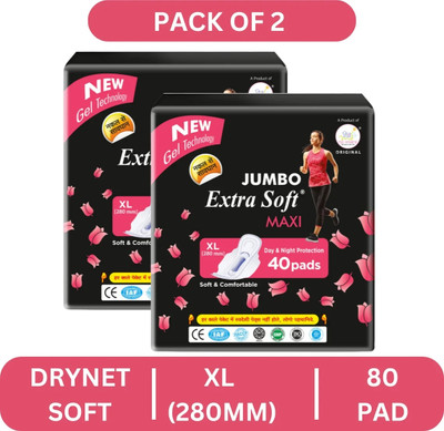Extra Soft Jumbo Maxi-XL Day & Night Protection |280 mm| Sanitary Pad(Pack of 80)