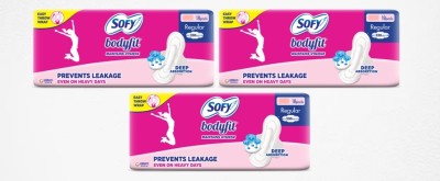 SOFY Bodyfit Regular 230MM 18+18+18 Pads Sanitary Pad(Pack of 54)