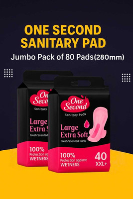 purepanda Women's Sanitary Pads XXL Day & Night Protection 320mm Pad Size with Wings 80PC Sanitary Pad(Pack of 2)