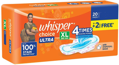 Whisper Choice Ultra 280MM XL - 20 Pads Sanitary Pad