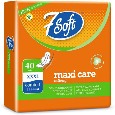 7 Soft Maxi Care Cottony XXXL 320mm - Extra Long Wings -40 Pads Sanitary Pad