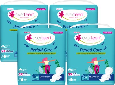 everteen Period Care XXL Dry with Neem and Safflower Sanitary Pad(Pack of 160)