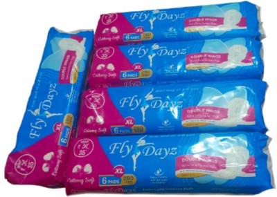 flydayz Pads Double Wings With Medical Grade Top Sheet Dry Feel 6 Pads 280 mm XL Sanitary Pad(Pack of 5)