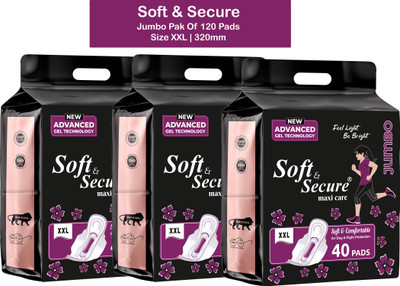 soft & secure StayDry Maxi Pad XXL Combo of 3 Packs (120 pads) Sanitary Pad(Pack of 3)