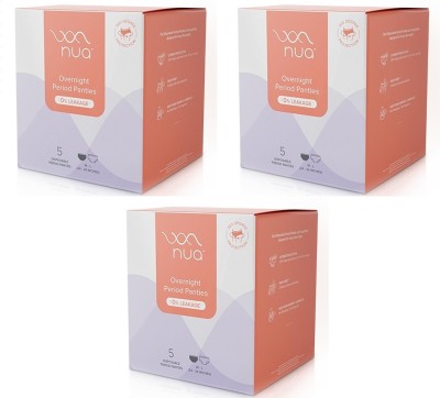 Nua Overnight Disposable Period Panties | M - L | 5 Count x Pack of 3 Sanitary Pad(Pack of 15)