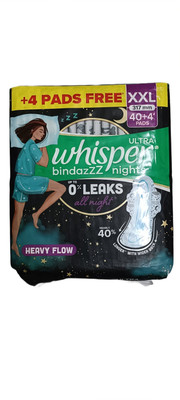 Whisper ULTRA BINDAZZZ NIGHTS XXL 317 MM-40 + 4 PIECE HH 6 Sanitary Pad(Pack of 44)