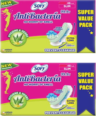 SOFY Antibacteria xl 48-48 pad pack of 2 Sanitary Pad(Pack of 96)