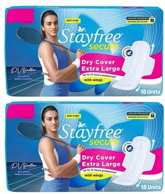 STAYFREE secure Dry Cover Extra Large XL 274 mm - 18x2 Pcs Sanitary Pad(Pack of 2)