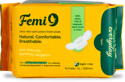 Femi9 High Absorption Rash free Pads(320mm-10Pads)|Odour control Sanitary Pad