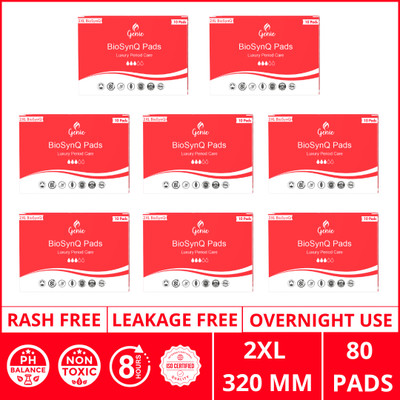 Genie Pads Genie BioSynQ 2XL Pads Pack of 80 Sanitary Pad(Pack of 80)