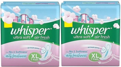 Whisper Ultra Soft Air Fresh Sanitary Pads For Women, X-Large Napkins Sanitary Pad Sanitary Pad(Pack of 14)