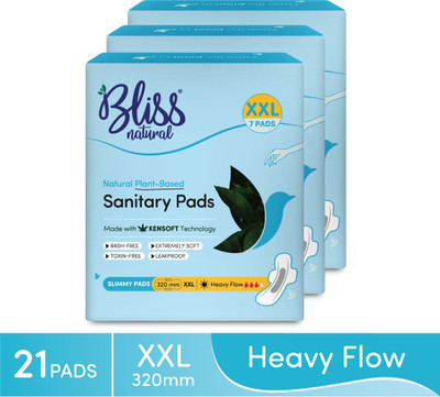 BlissNatural Ultra Thin XXL Size For Heavy Flow | Extremely Soft & Comfort Sanitary Pad(Pack of 21)