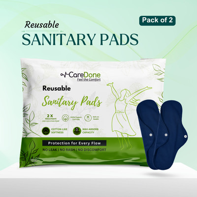 CareDone Navy Blue Super Comfy Heavy Flow Pad - Extra large| |Reusable Sanitary Cloth Pad Sanitary Pad(Pack of 2)