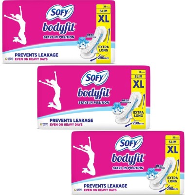 SOFY Bodyfit Extra Long - XL - (18+18+18 Count) Sanitary Pad(Pack of 3)