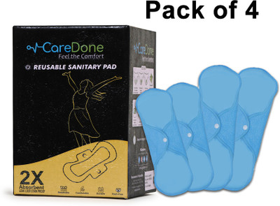 CareDone Skyblue Reusable Sanitary Pads for women,2 Pads for moderate flow+2 heavy flow. Sanitary Pad(Pack of 4)