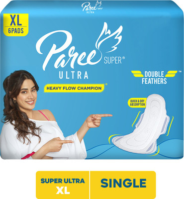 Paree Super Ultra Dry Feel Double Feathers XL Tri-Fold Pads, With Disposable Covers Sanitary Pad (Pack Of 6) For Rs. 28 @ 30% off