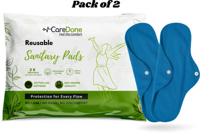 CareDone Blue Reusable Sanitary Cloth Pads Napkins Eco-Friendly Anti-Leak Protection Sanitary Pad(Pack of 2)