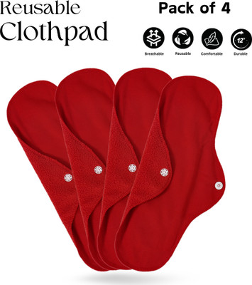 SIZI Red Reusable Sanitary Cloth Pads Napkins Eco-Friendly Anti-Leak Protection Sanitary Pad(Pack of 4)