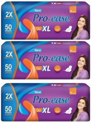 Pro-ease Go XL 15+15+15 sanitary pads for women ( pack of 3 ) ) Sanitary Pad(Pack of 3)