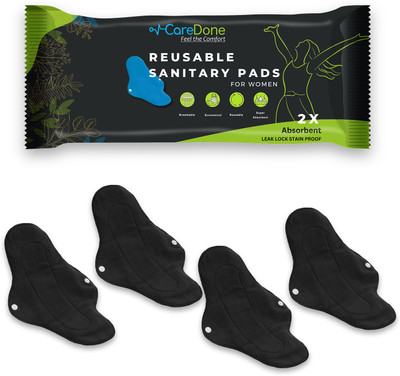 CareDone Pack of 4,Cloth Period Pads Washable Napkin for Heavy Flow with Wings. Sanitary Pad(Pack of 4)