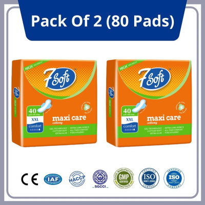 7 Soft Maxi Cottony Soft XXL Pack 2 Of 80 Sanitary Pad Sanitary Pad(Pack of 80)