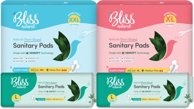 BlissNatural Ultra Safe Rash Free | Six Months Pack|80 Pads (L-12,XL-34,XXL-34) Sanitary Pad(Pack of 80)