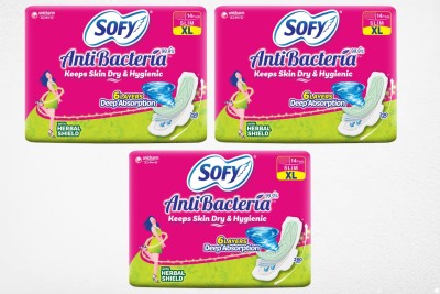 SOFY Antibacteria Slim XL 14+14+14 Pads Sanitary Pad(Pack of 3)