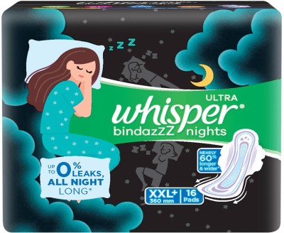 Whisper ULTRA bindazZZ Nights XXL+ 360 mm - 16 PAD (Pack of 16) Sanitary Pad(Pack of 16)