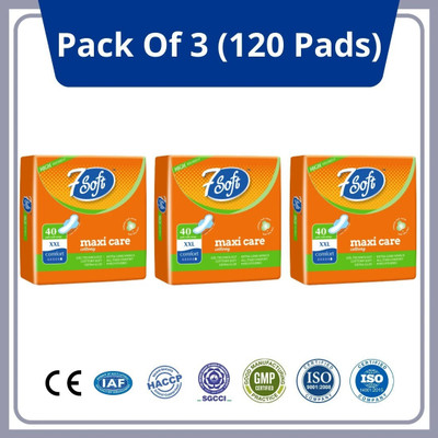 7 Soft Maxi Cottony Soft XXL Pack 3 Of 120 Sanitary Pad Sanitary Pad(Pack of 120)